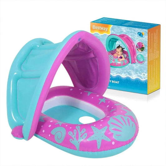 Bouée bébé avec toit de protection solaire 👶 عوامة آمنة ومريحة للرضّع مع حماية من الشمس