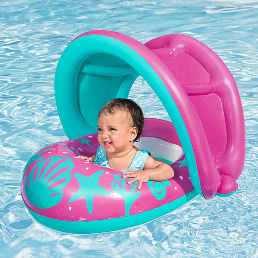 Bouée bébé avec toit de protection solaire 👶 عوامة آمنة ومريحة للرضّع مع حماية من الشمس