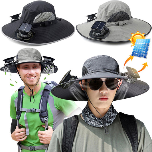 Chapeau de soleil avec double ventilateur – قبعة للحماية من الشمس مع مروحات